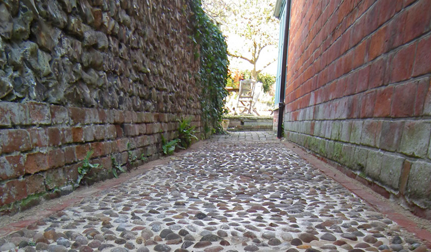 Pebble pathway alleyway